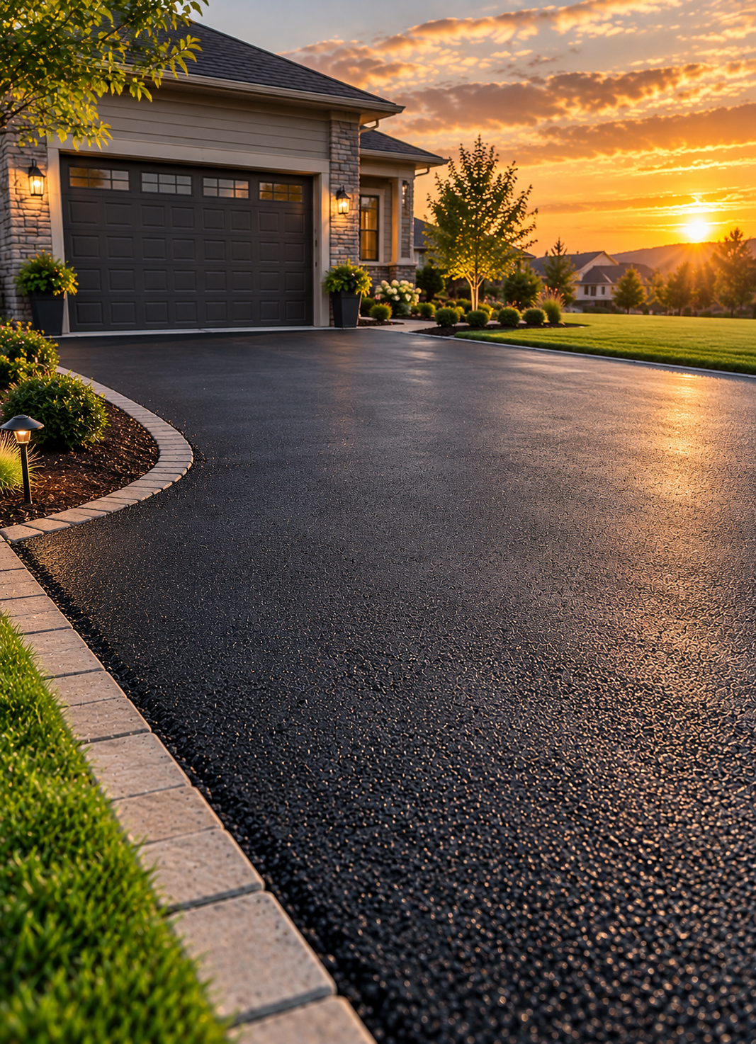 Golden Hour Modern Driveway